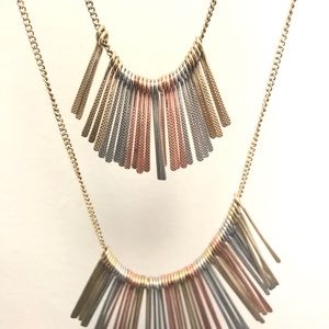 Gold, rose gold and silver statement necklace.